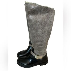 BAMBOO STORMY-13 RAIN BOOT MID CALF FAUX FUR LINED ZIP UP  
LIKE NEW 7.5